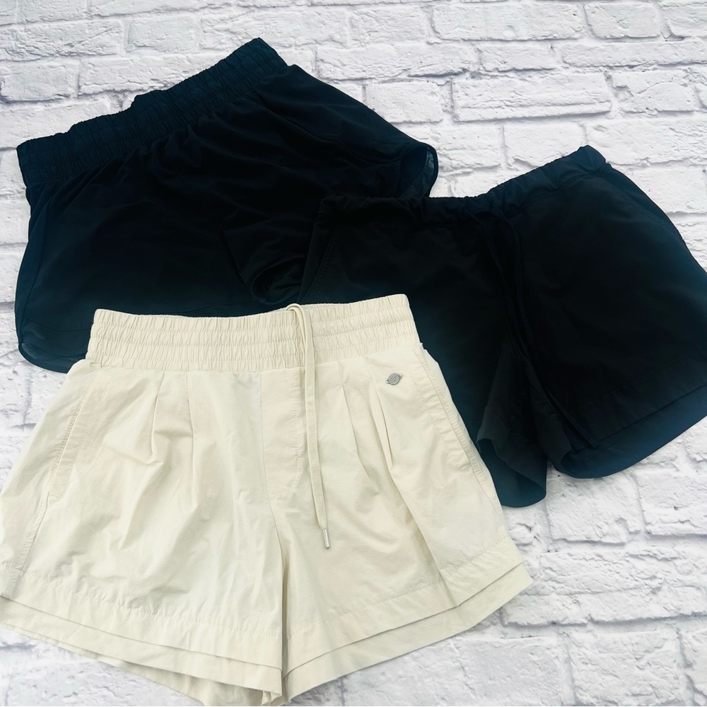 3 Pairs of Athletic Shorts Athleta and Calia Womans Size Small 2 Black 1 Cream